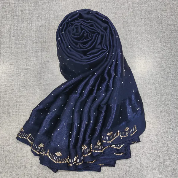 Crushed Chiffon Satin Hijab With Beads work | HJ22